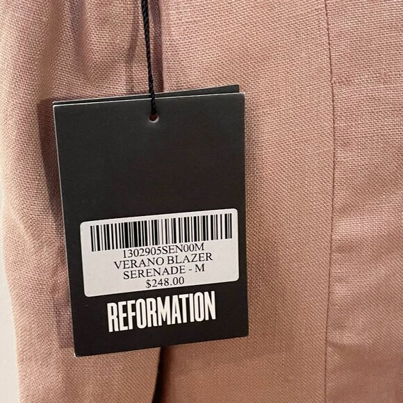 New Reformation Verano 100% Linen Blazer Dusty Pink Medium $248 - Picture 7 of 9